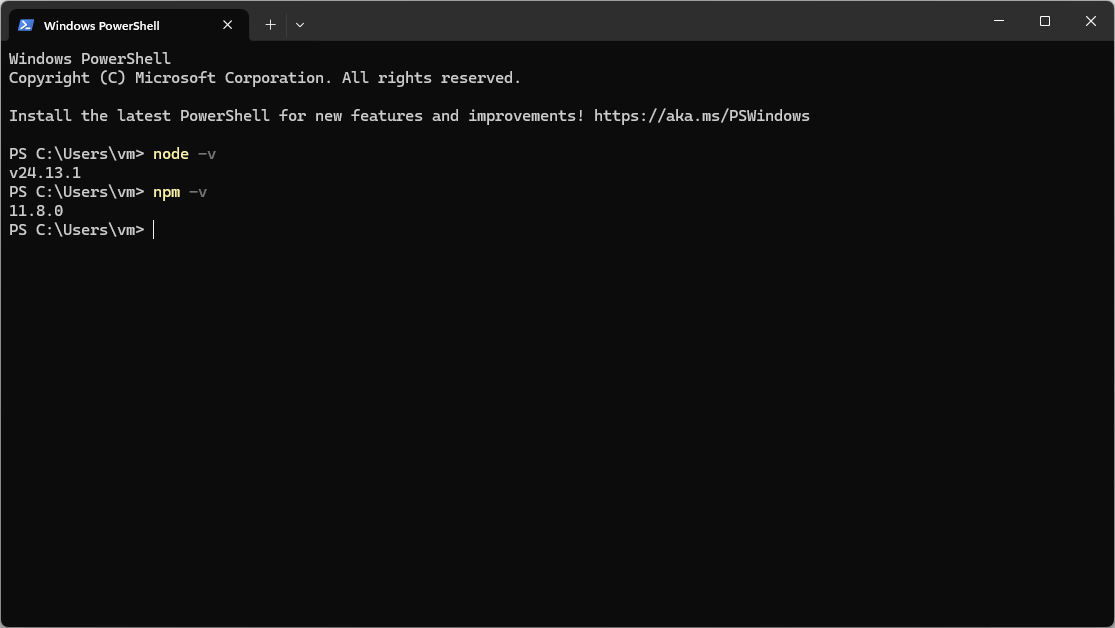 node/npm 버전 확인