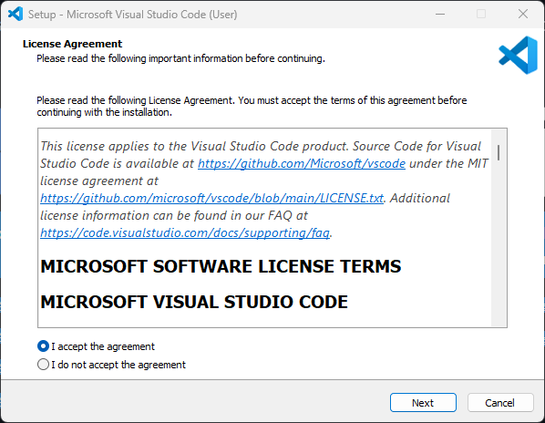 VS Code 설치 시작