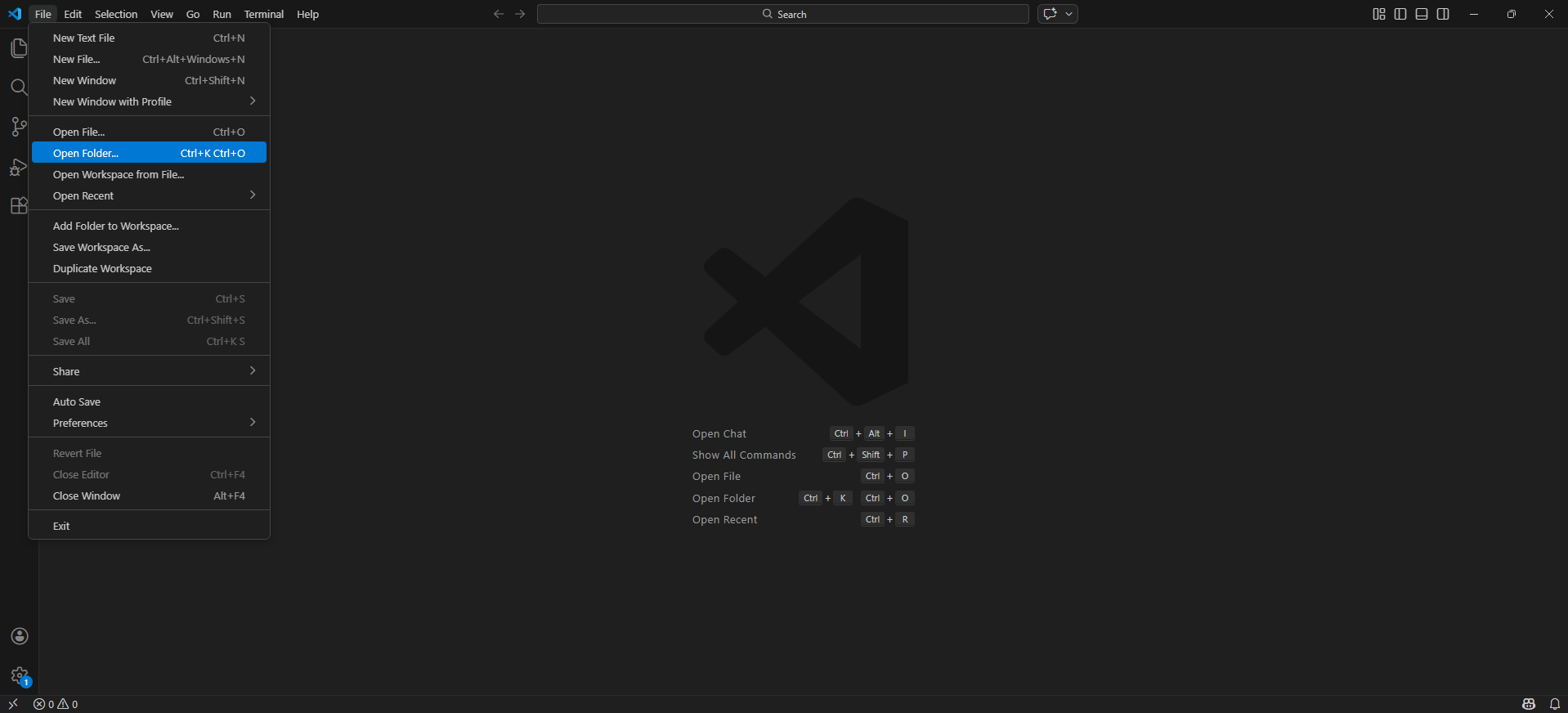 VS Code 폴더 열기